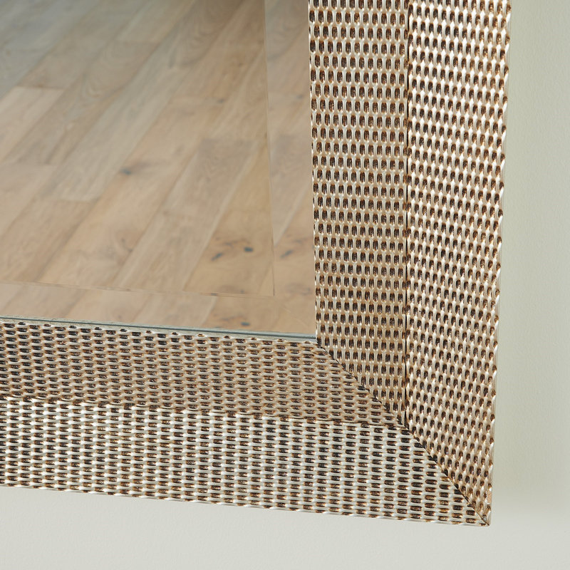 Delicate Basketweave Solid Wood Rectangle Mirror
