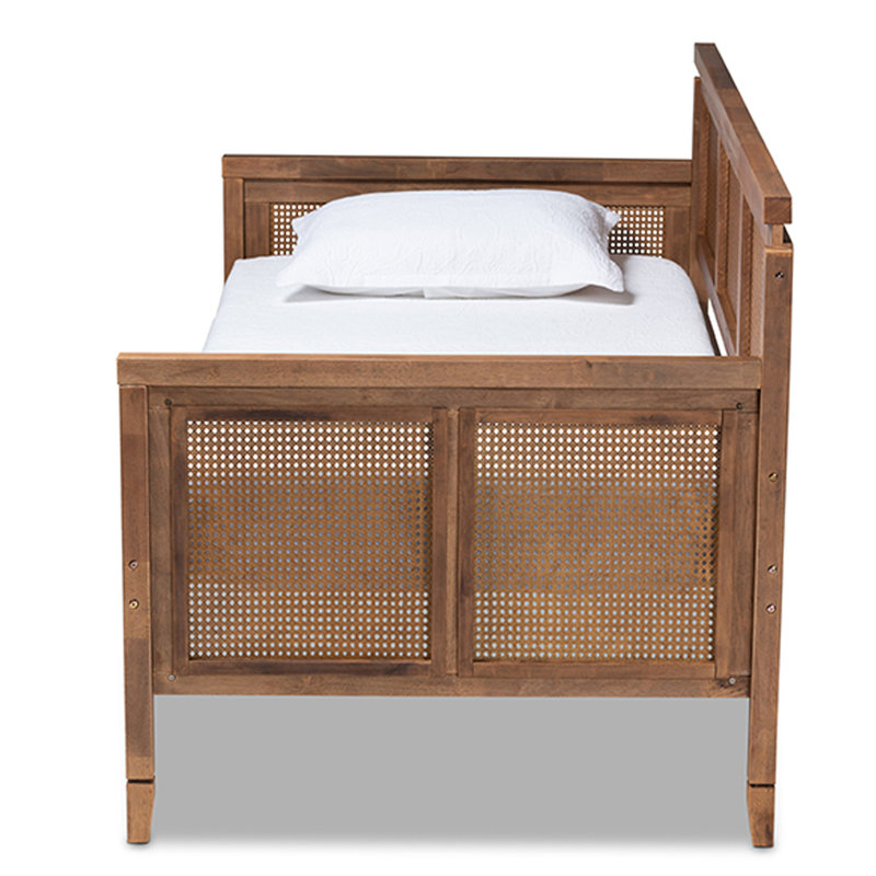 Walnut Brown Twin Upholstered Daybed with Trundle