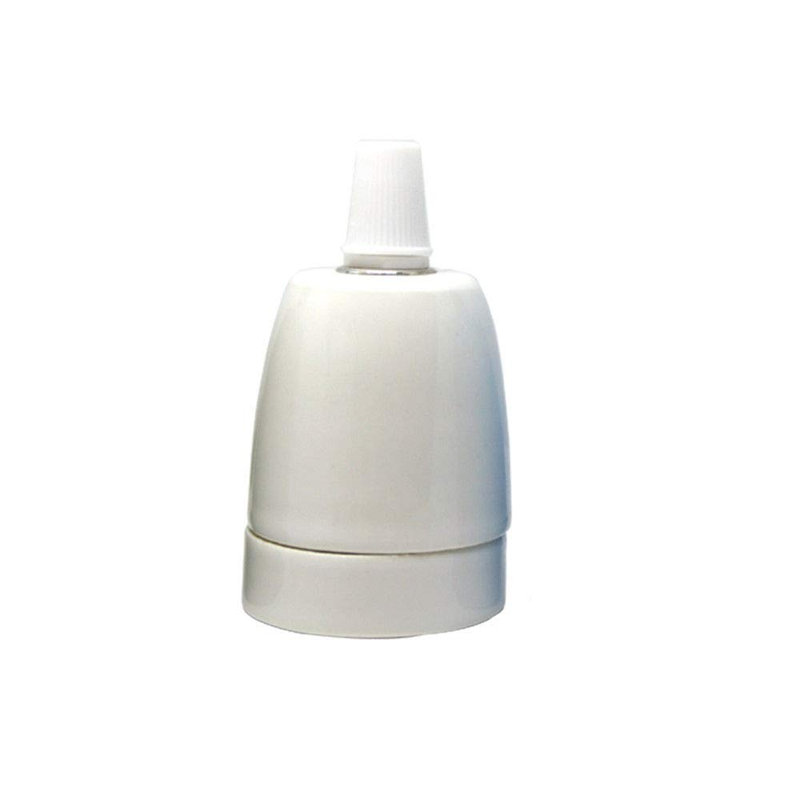 E27 Ceramic Porcelain Lamp Holder Socket with Cord Grips, Light Bulb Base Replacement for Pendant and Wall Lighting, White