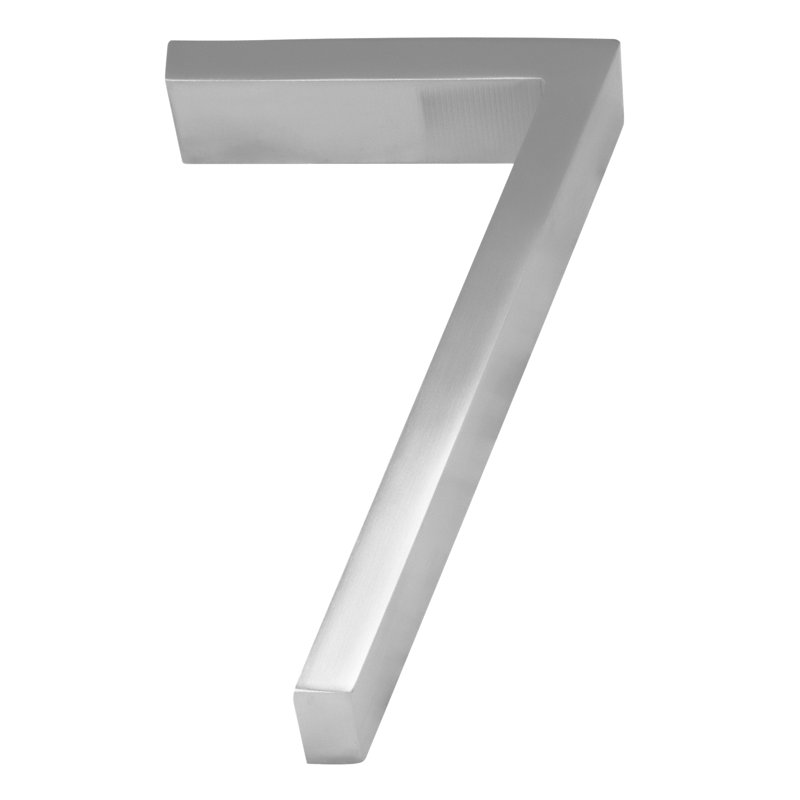 5" Floating Mount House Number, Satin Stainless Steel, 7