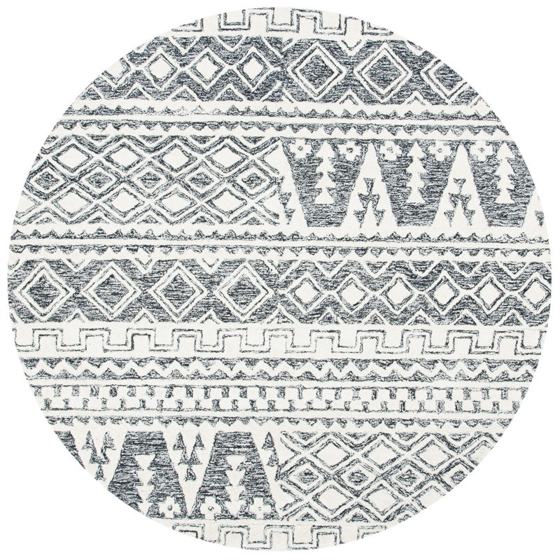 Dean Hand Tufted Wool Southwestern Rug, Round 6'