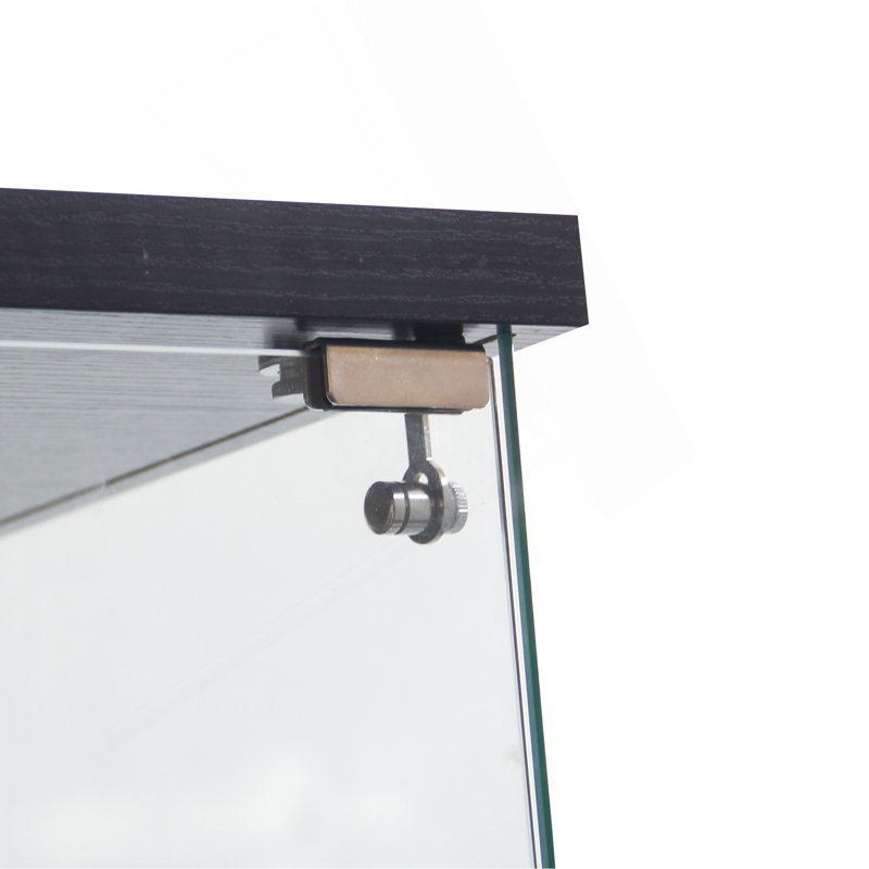 Vitrine à 3 portes avec 4 tablettes en verre, Noir