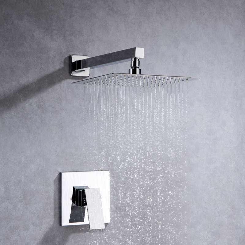 Rainlex Square Pressure Balanced Complete Shower System With Rough-in Valve, Chrome