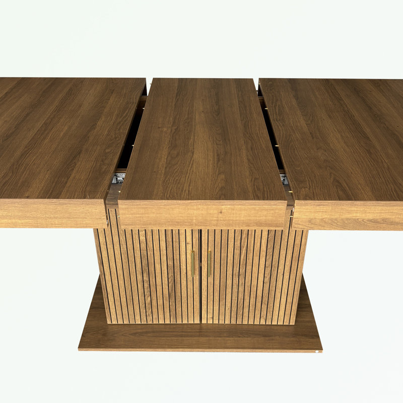 Expandable dining table with storage cabinet