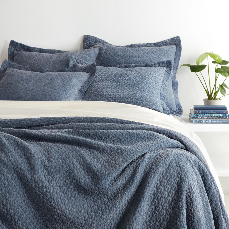 Couvre-lit Hawley Indigo Matelasse, Indigo, Couvre-lit simple / simple TG