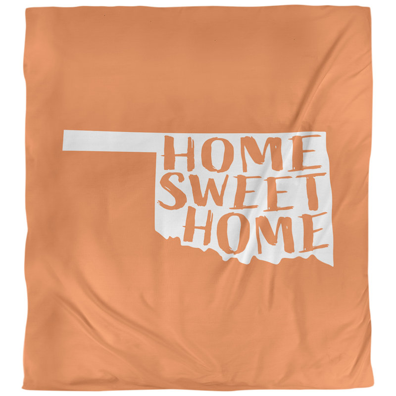 Housse de couette Home Sweet Oklahoma, Microfibre, Housse de couette pour très grand lit, Orange
