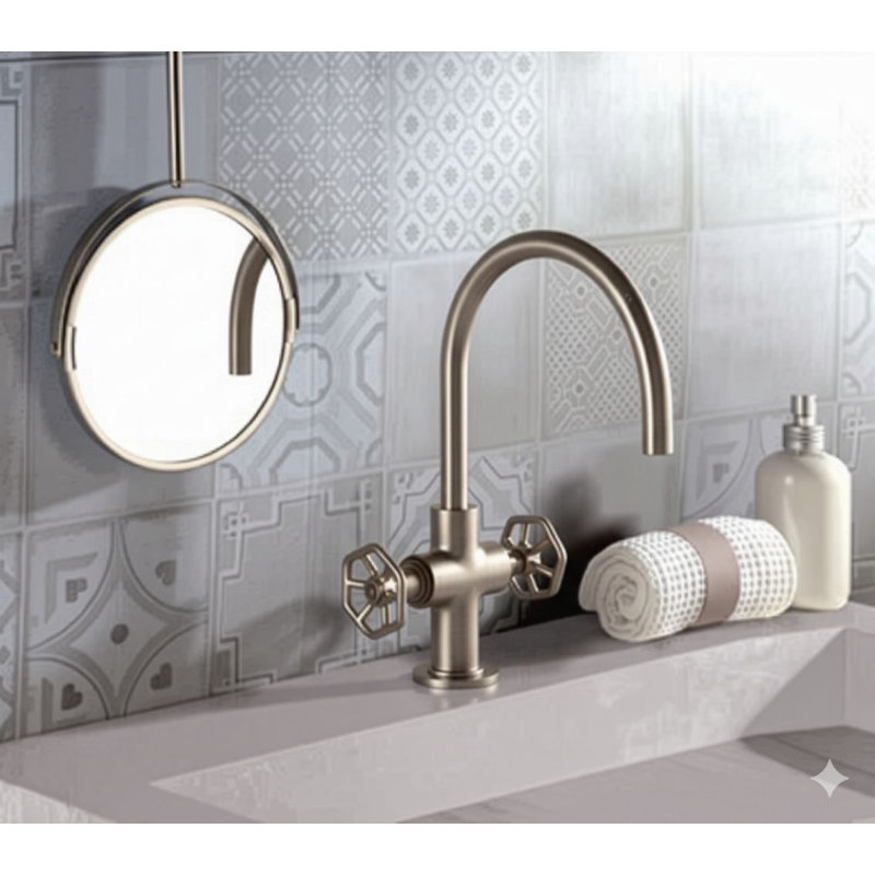 Lucia 2-handle Bathroom Faucet with Drain Assembly, Brushed Nickel