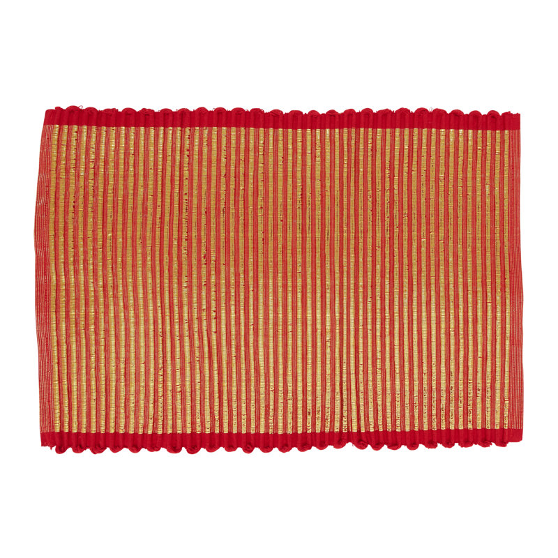 Red and Gold Ribbed Cotton Placemats Set of 4