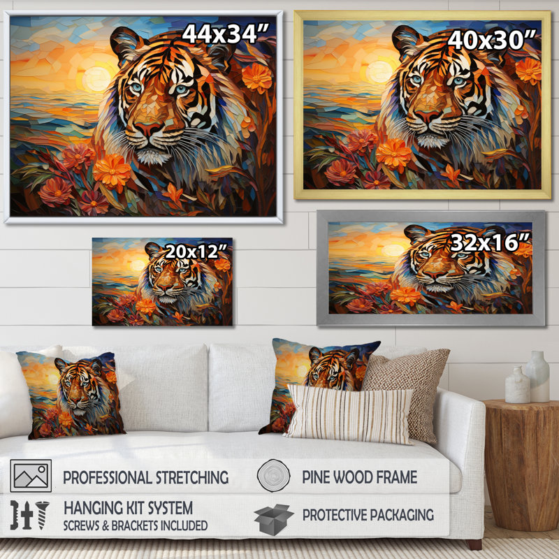 Ngorongoro Mosaic Capture The II - Animals Wall Art Prints, H 24 po x l 32 po x P 1 po, Toile tendue