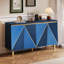 Buffet rétro 60 "avec rangement, armoire rétro 4 portes avec portes à effet dimensionnel et tablettes réglables pour la salle à manger, la cuisine et le salon-129105006