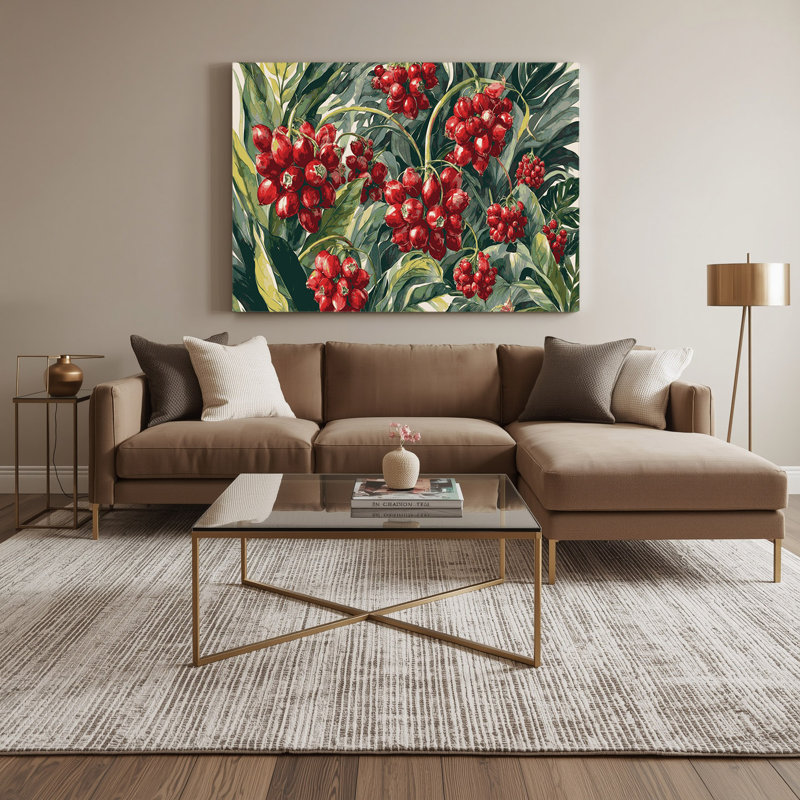Art mural sur toile vert "Fruit guarana", H 16 po x l 20 po
