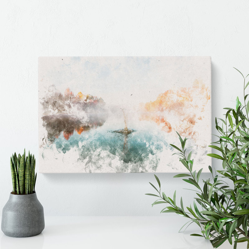 Lake Splash Watercolour - Wrapped Canvas, 40cm H x 60cm W x 3cm D