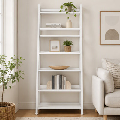 5-Tier Bookshelf, Ladder Bookcase Etagere Storage Shelf