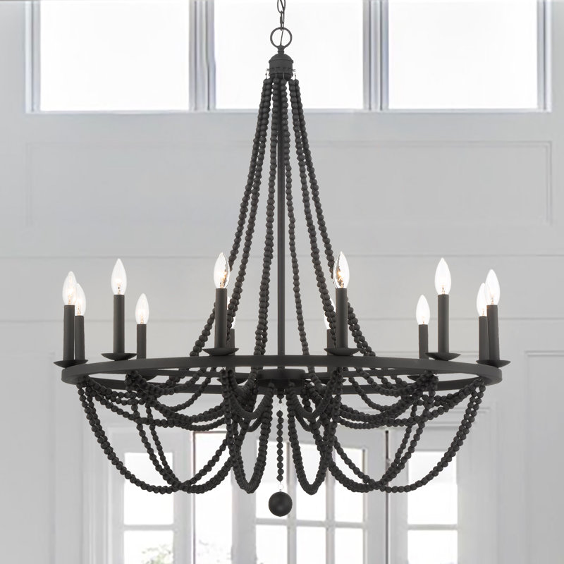 Lustre perlé à intensité variable 12 lumières Knaack , Zinc vieilli