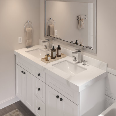 Furinno VATO Bathroom Vanity Top, 31W x 22D x 2.5H Porcelain Vanity Sink Top, with 3 Pre-Drilled Holes for Faucets, Light Jade