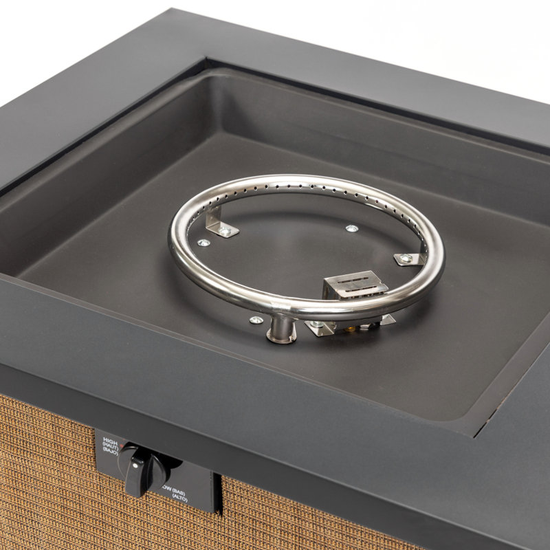 28" Propane Gas Fire Pit Table, 50000 BTU Square Steel Fire Pit  For Outside Patio Deck Garden Courtyard Brown