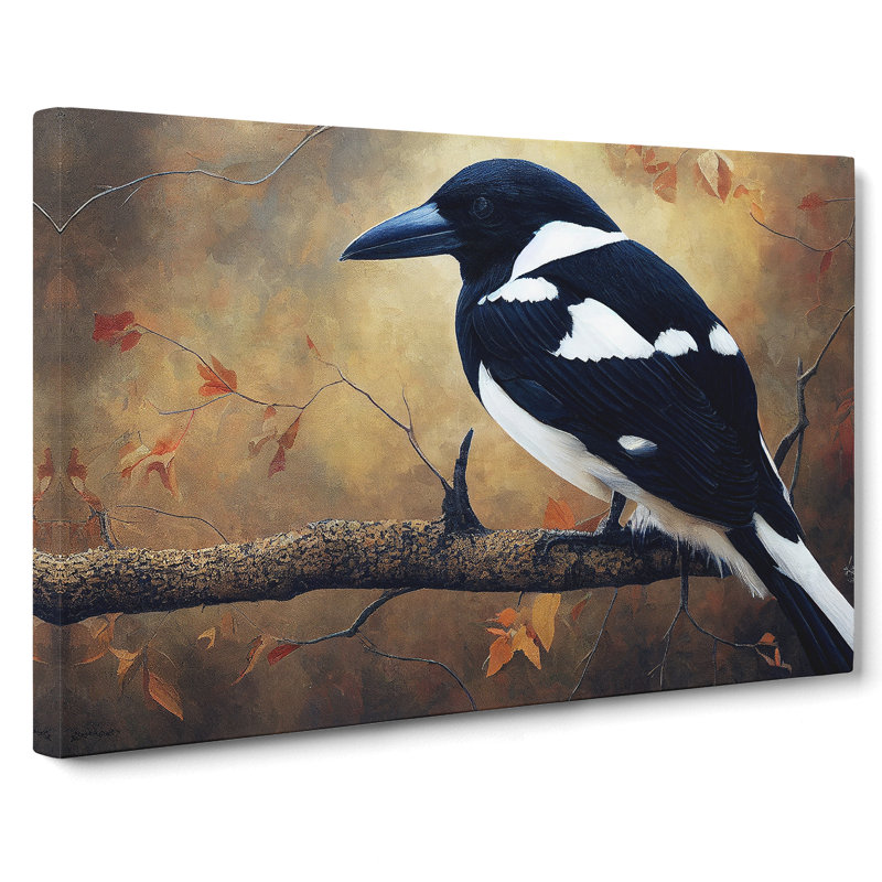 Edgy Magpie Bird - Wrapped Canvas, 35cm H x 50cm W x 3cm D