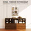  Decorative Mirror with Wood Shelf, Industrial Wall Mirror, Black-564041878