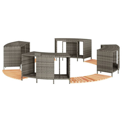 vidaXL Hot Tub Surround Gray Poly Rattan and Solid Wood Acacia