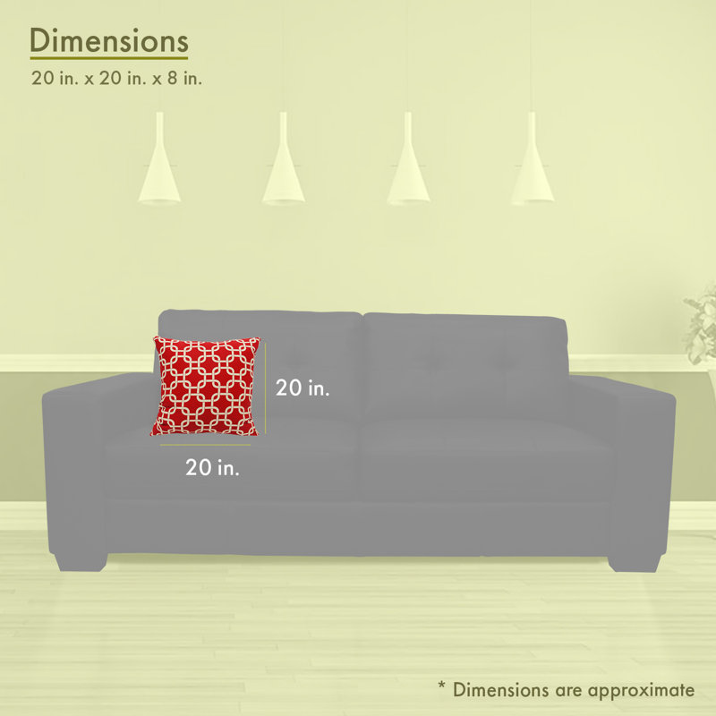 Roysum Geometric Reversible Throw Pillow, 20" x 20", Red, Rectangular