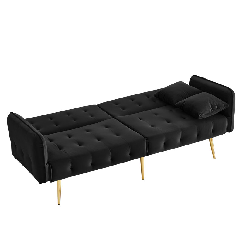 2 Seater Velvet Sofa Bed, Black