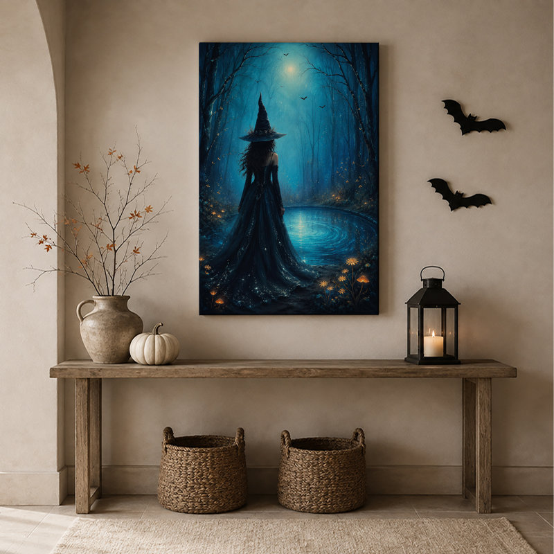 «Witch in Blue Moonlit Forest», H 48 po x l 36 po