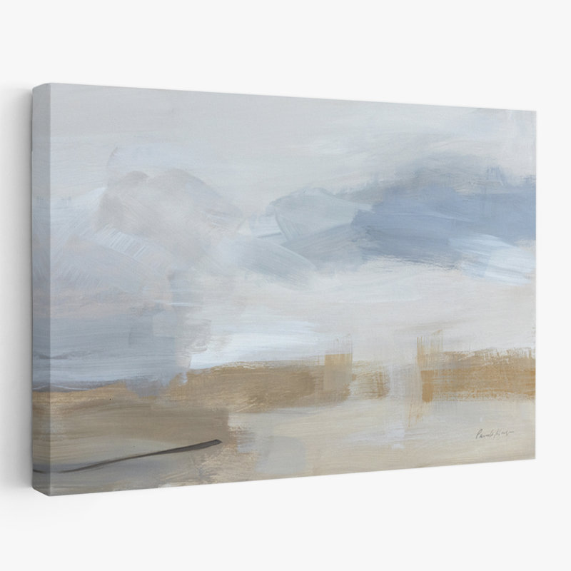 Tempête de sable - abstrait beige bleu brun, H 24 po x l 16 po