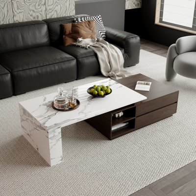 Table basse à rallonge 70,86 po Buckwell avec lumières à DEL et tiroirs de rangement