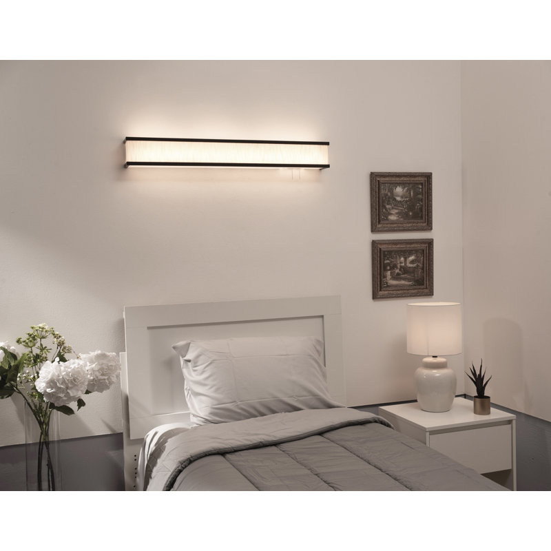 Wood LED Flush Mounted Sconce, 4.88" H x 38" W x 4" D, Oil Rubbed Bronze