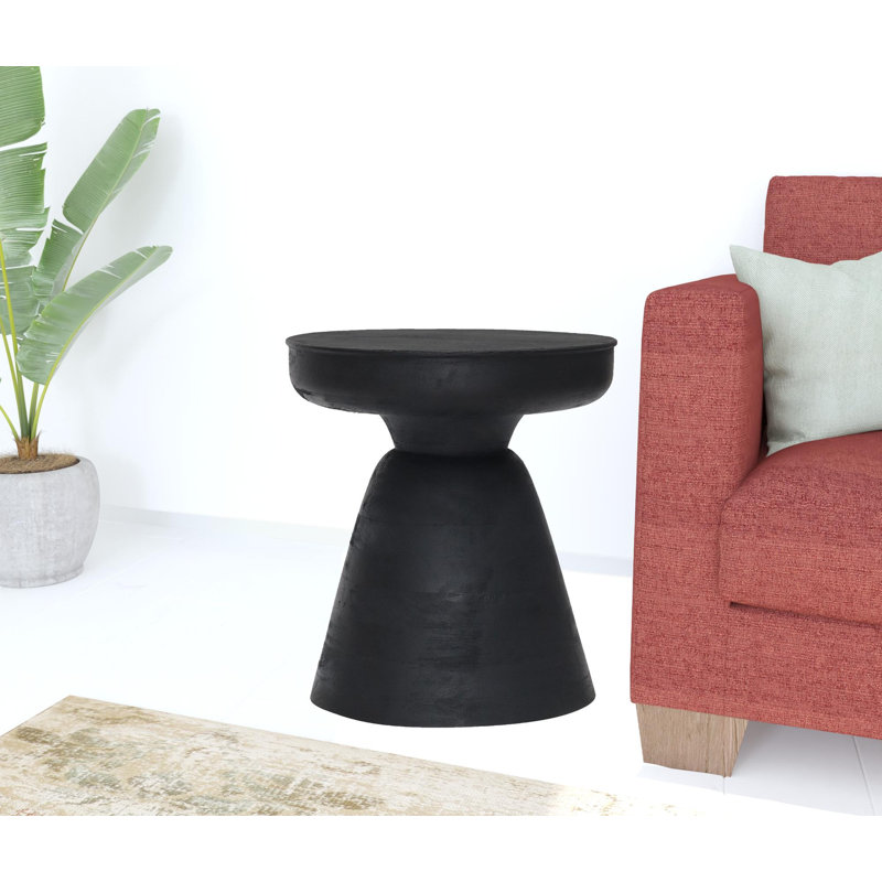 Table de bout cylindrique en bois massif de 18,1 po Emary