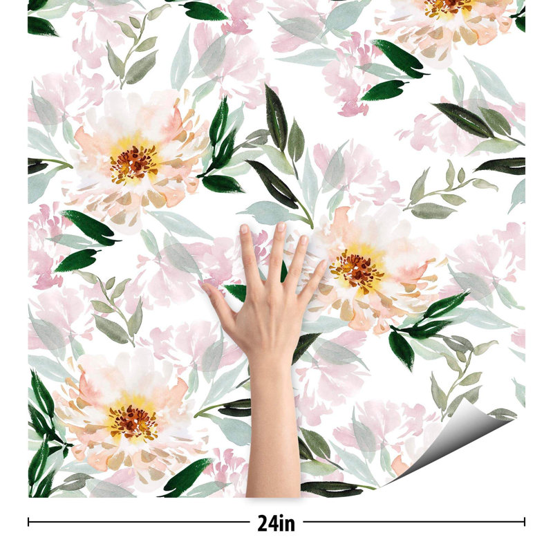 Ilyne Peel & Stick Floral Tile, 102" L x 24" W