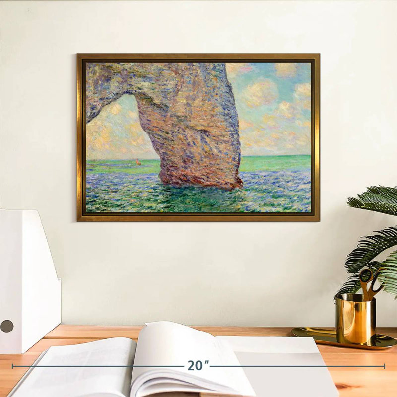 La falaise à Etretat, 13 po x 9 po, Cadre flottant doré