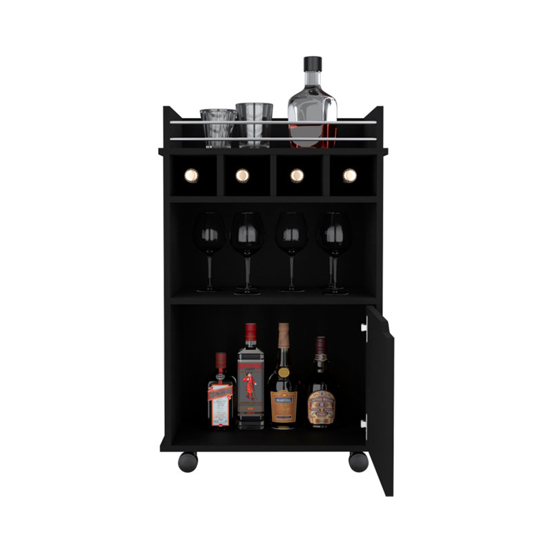 Bar Cart, Living Room, Black, Black
