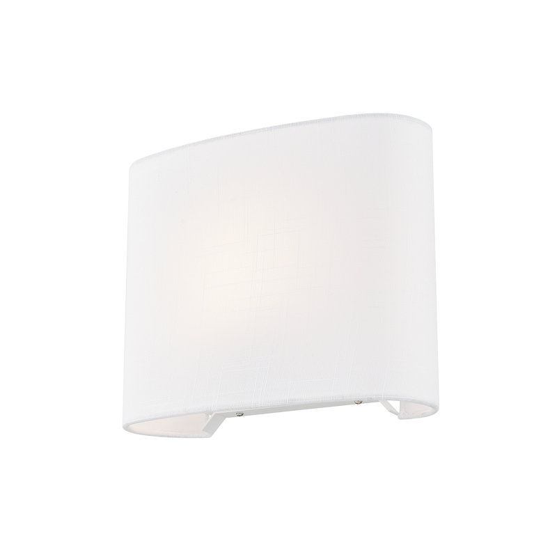 Textile - ADA Wide Oval  Wall Sconce - Linen Fabric Shade, White