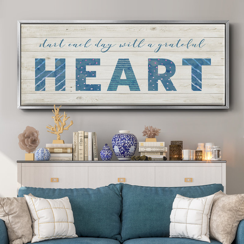 Grateful Heart- Framed Canvas, 20" H x 50" W