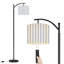 Lampe sur pied à arc avec abat-jour réglable à rayures verticales bleues et blanches avec 3 températures d'intensité et une lampe sur pied avec interrupteur au pied pour la chambre à coucher
