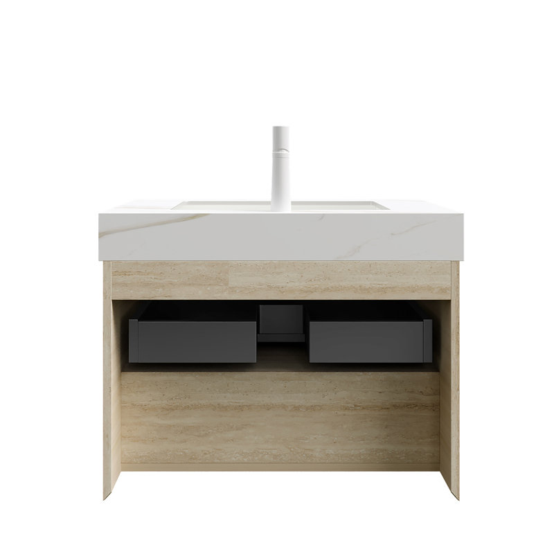 Meuble-lavabo de salle de bain, armoire de rangement flottante en contreplaqué