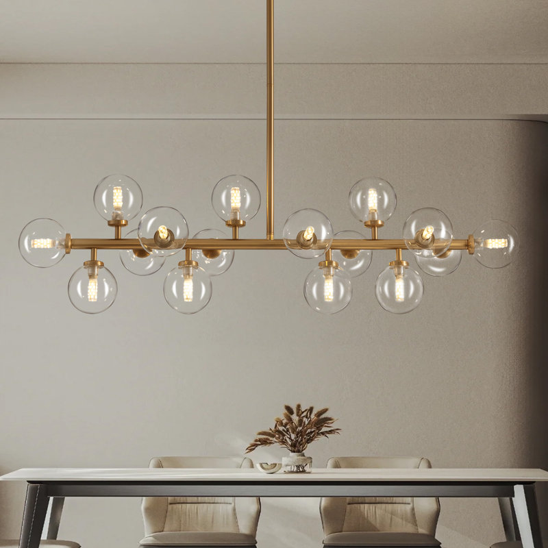 Jewellia 39.4" W 16-Light Iron Dimmable Sputnik Chandelier with 
Glass Shades