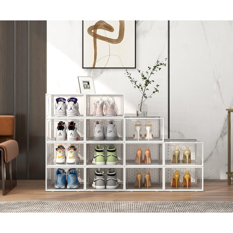Clear Stackable Shoe Storage Boxes, Extra Large Plastic Shoe Organizers For Closet, Sturdy And Breathable Shoe Containers For Sneakers And Footwear