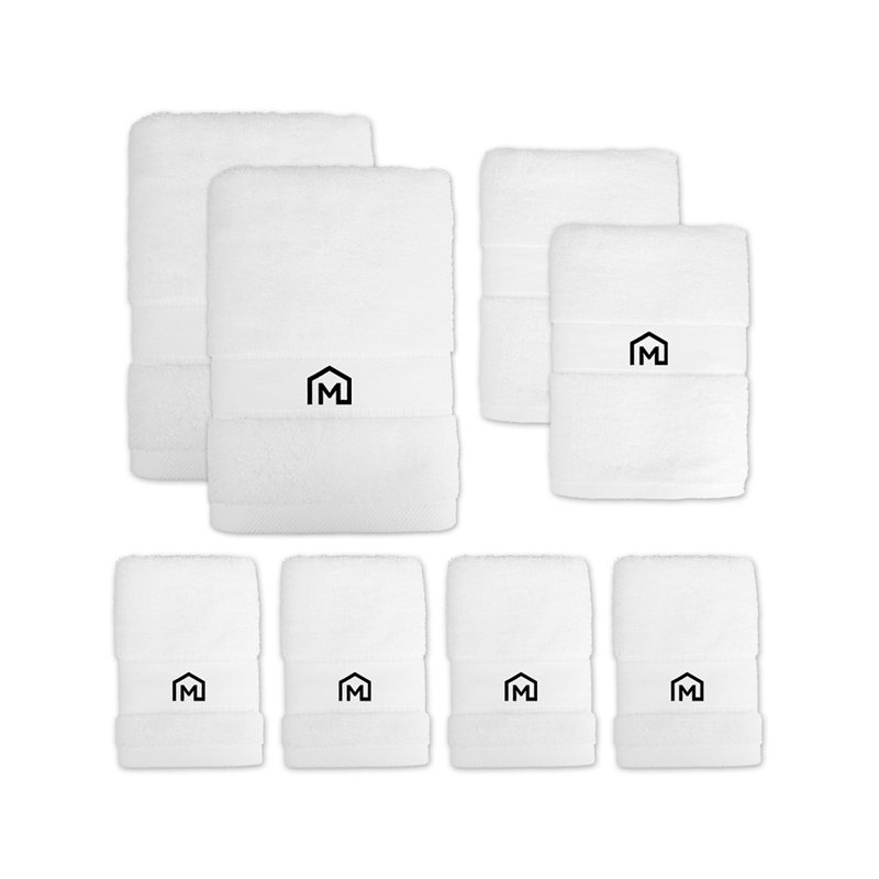 Ensemble de serviettes de bain 100% coton 8 pièces Keviyon