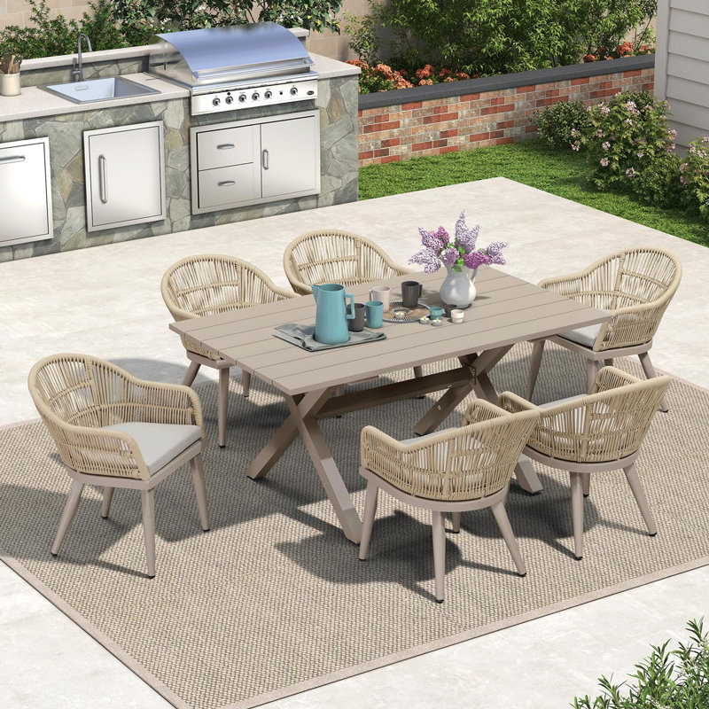 Ensemble de salle à manger rectangulaire pour l'extérieur L 62,99 po pour 6 personnes