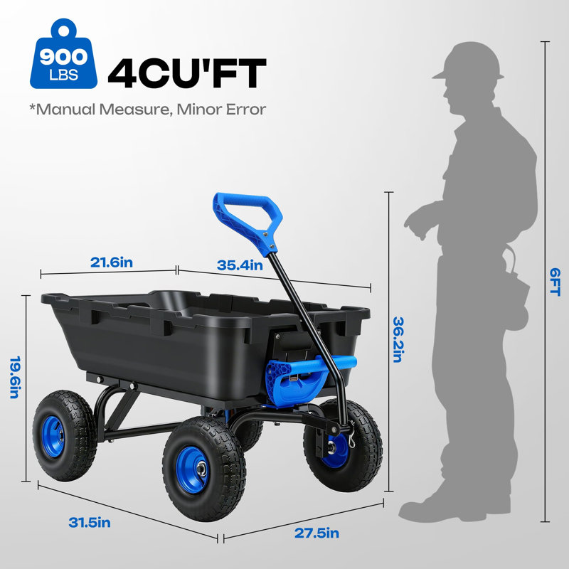 900LB Garden Dump Cart, blue
