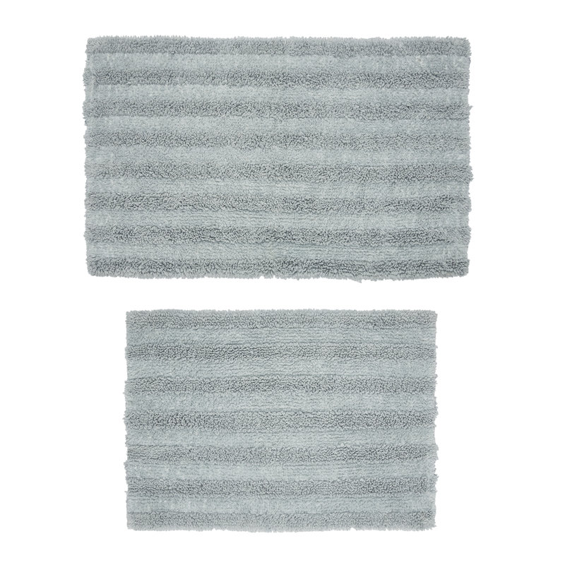 Tapis pour salle de bain en mélange de coton Genieve, Bleu spa