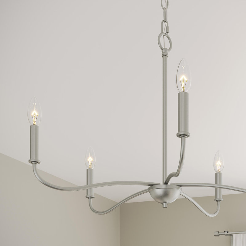 Lustre 5 lumières en nickel brossé Ilia, Nickel brossé