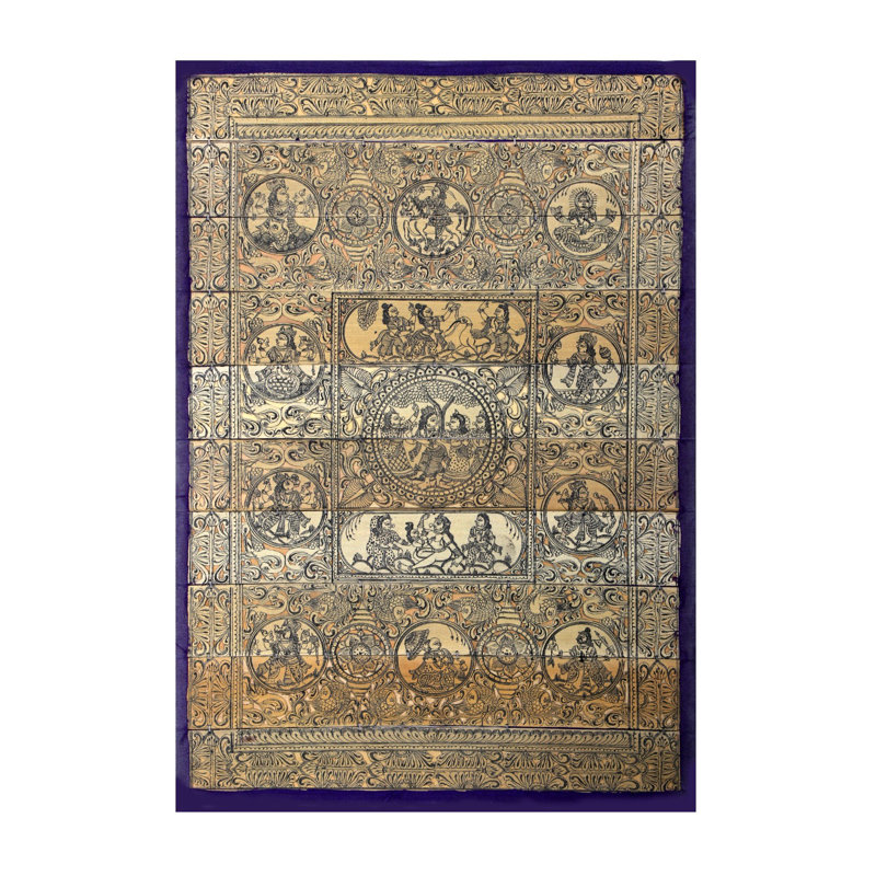 Épisode de Krishna Leela au centre avec dix incarnations de Vishnu (Dashavatara)