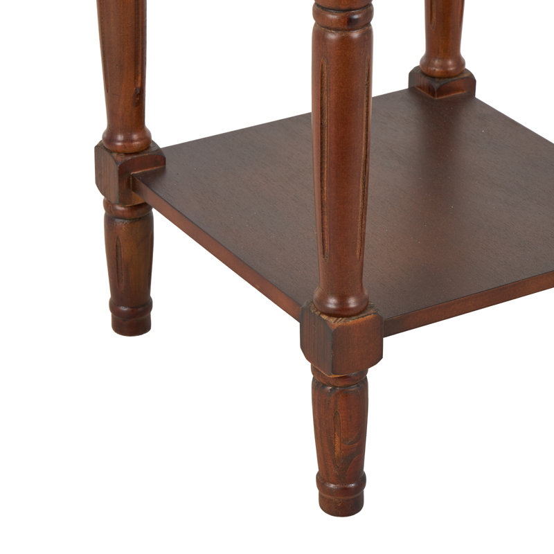 Markley Brown Wood 1 Drawer Side End Accent Table, 16" x 16" x 29", Burnished Chestnut