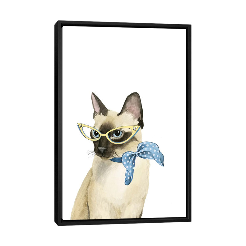 «Cool Cat II», impression sur toile, H 26 po x l 18 po x P 1,5 po, Toile avec cadre flottant noir, Pas de tapis