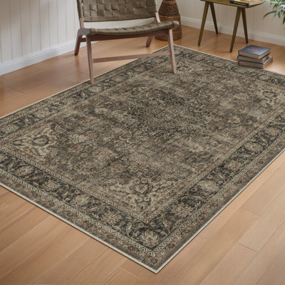Stella Machine Washable Oriental Area Rug With Non-Slip Backing