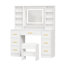 Arnault 100cm Wide Dressing Table with Mirror, 7 Drawers, Power Outlet and Stool