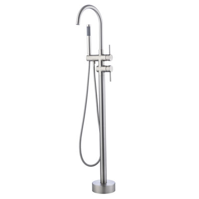 Stainless Steel Floor Mounted Tub Faucet With Ceramic Disc And 3.5 In. Height 3.58 13.2 Width